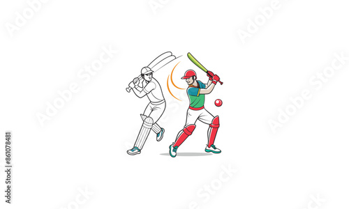 vector logo design of cricket players.