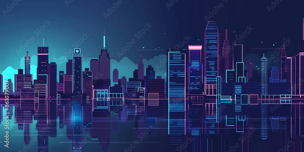Pixel art retro wave. panorama of big city. wide banner. Space for text. neon cyberpunk digital 8 16 32 64 bit painting. poster, flyer, banner, email, header, social media post. Generative Ai content Pixel art retro wave. panorama of big city. wide banner. Space for text. neon cyberpunk digital 8 16 32 64 bit painting. poster, flyer, banner, email, header, social media post. Generative Ai content
