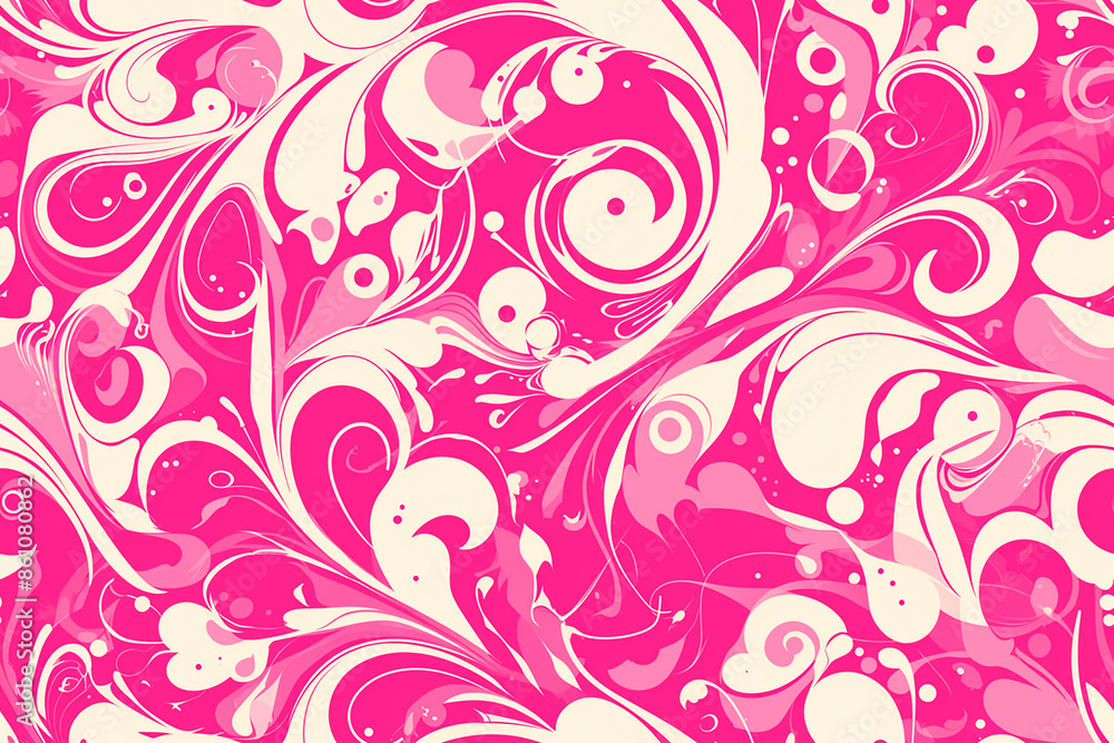 Dynamic pink and white swirl pattern with abstract shapes, creating a vibrant and energetic seamless design. Dynamic pink and white swirl pattern with abstract shapes, creating a vibrant and energetic seamless design.