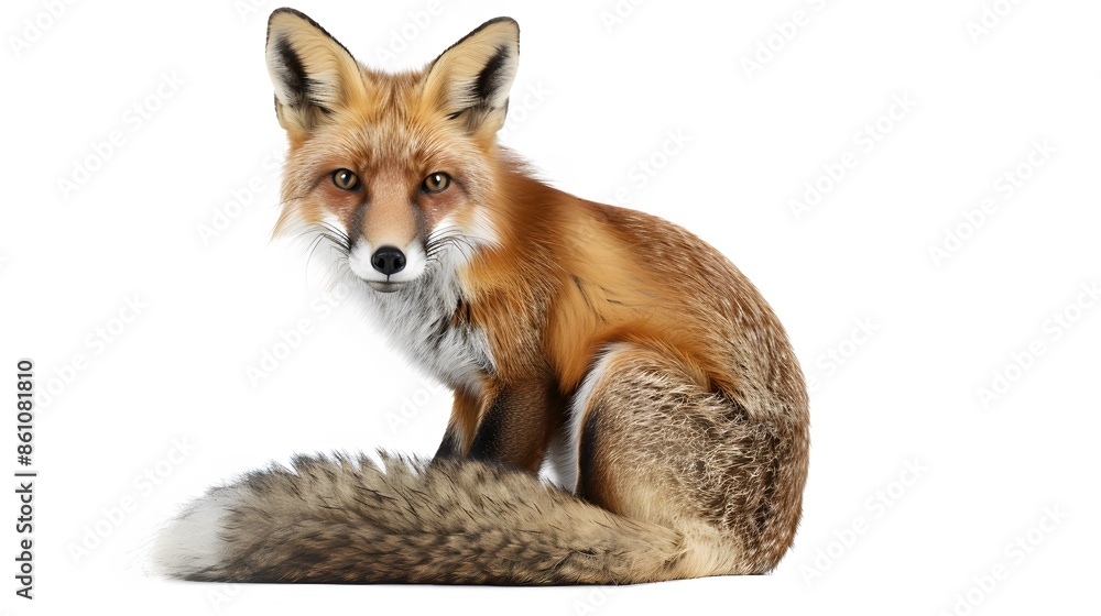 Fototapeta premium Red fox (4 years) - Vulpes vulpes in front of a white background. 