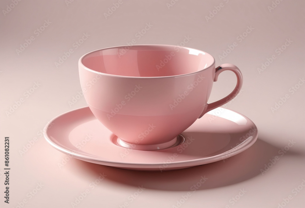 Pink tea cup saucer plate dishware tea cafe pottery soft tones pale background Pink tea cup saucer plate dishware tea cafe pottery soft tones pale background