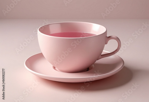 Pink tea cup saucer plate dishware tea cafe pottery soft tones pale background