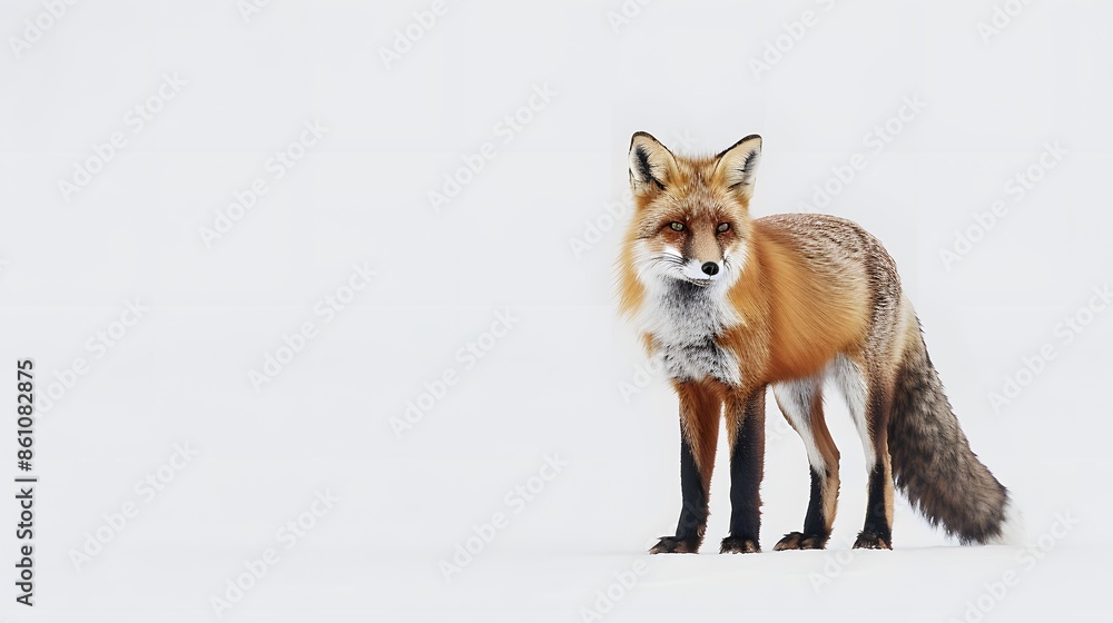 Fototapeta premium Red fox (4 years) - Vulpes vulpes in front of a white background. 