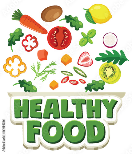 Colorful vegetables and fruits promoting healthy eating