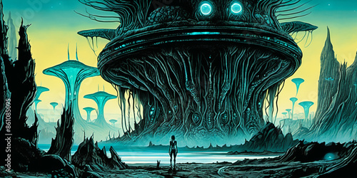Alien fantasy landscape. Di...