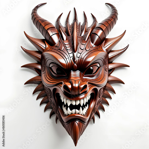 Wooden Dragon mask. Isolate...
