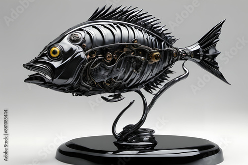 Obsidian fish figurine. Dig...