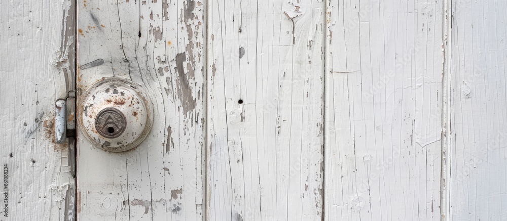 White door, key knob. Copy space image. Place for adding text and design White door, key knob. Copy space image. Place for adding text and design