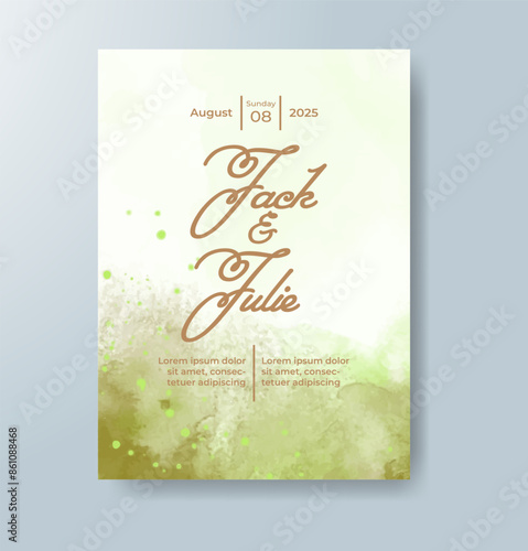 Wedding invitation with abstract watercolor background