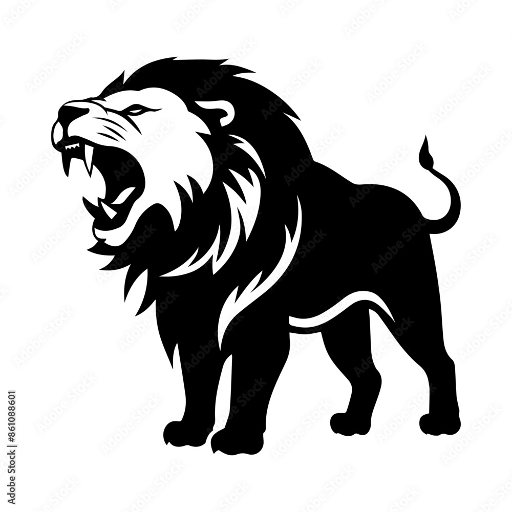 Silhouette of a Roaring Lion Silhouette of a Roaring Lion