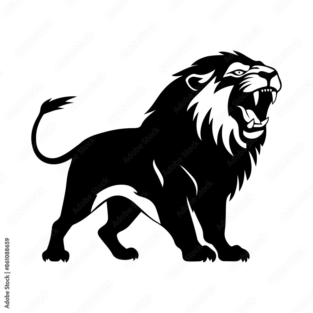 Silhouette of a Roaring Lion Silhouette of a Roaring Lion