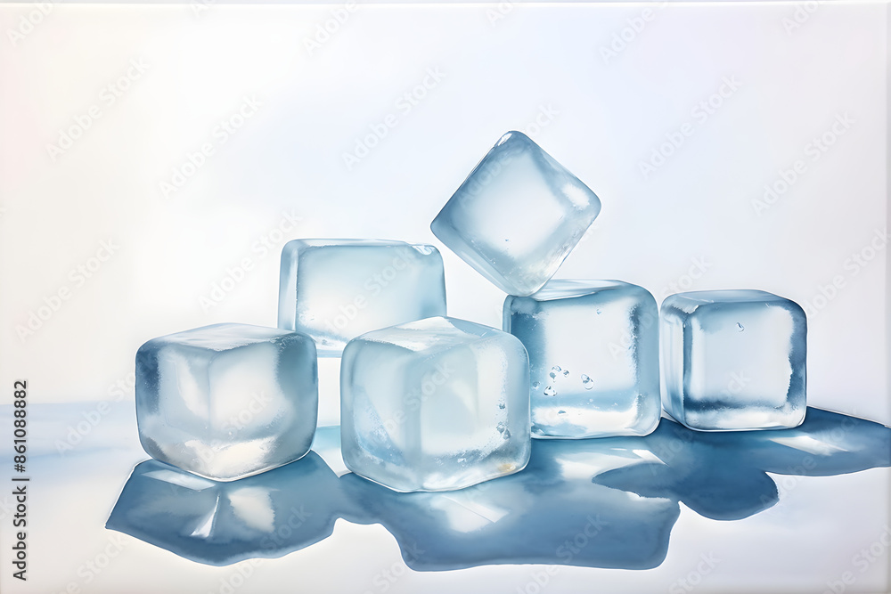 Three ice cubes, isolated on white background Three ice cubes, isolated on white background