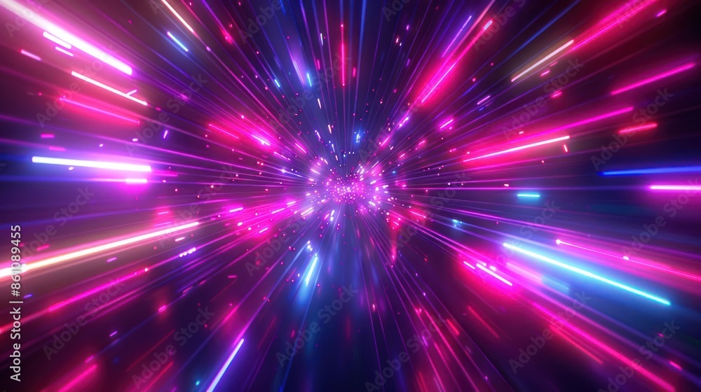 Neon tunnel abstract flight at warp speed Neon tunnel abstract flight at warp speed
