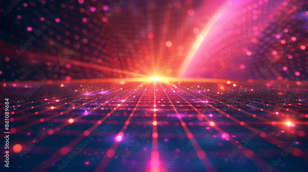 80s Retro Sci-Fi Background Futuristic Grid landscape. Digital cyber surface style of the 1980s. Double infinite grid and lights forward. Synthwave wireframe net illustration. 80s, 90s 80s Retro Sci-Fi Background Futuristic Grid landscape. Digital cyber surface style of the 1980s. Double infinite grid and lights forward. Synthwave wireframe net illustration. 80s, 90s