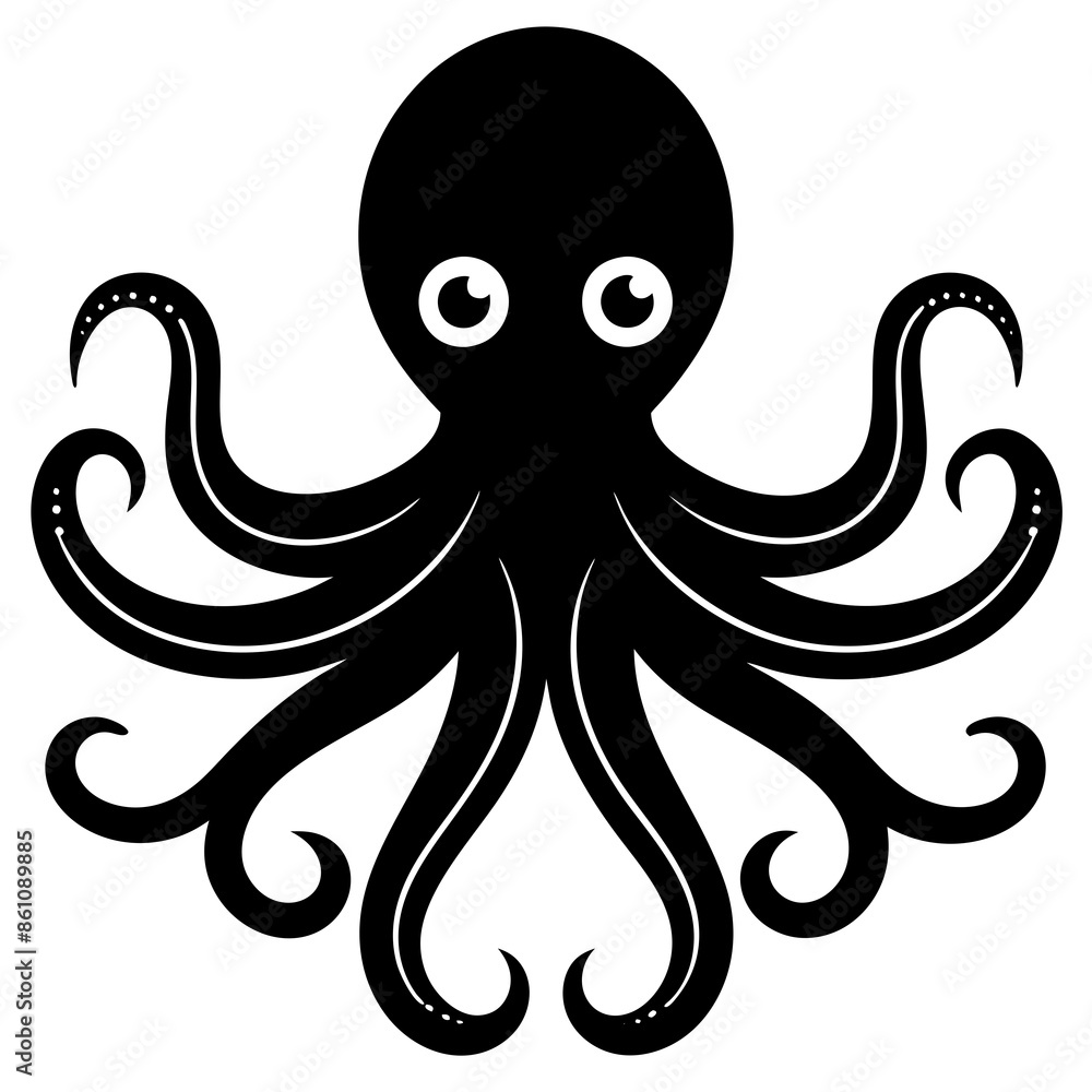 octopus icon silhouette vector art illustration. octopus icon silhouette vector art illustration.