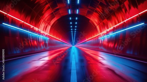 Neon tunnel abstract flight at warp speed