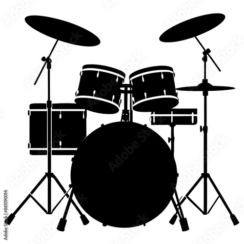 drum kit silhouette vector art illustration.