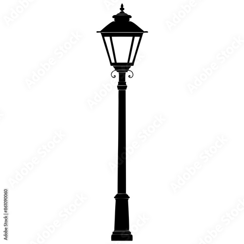 lamp post light silhouette vector art illustration.