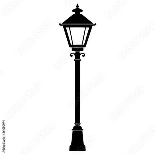 lamp post light silhouette vector art illustration.