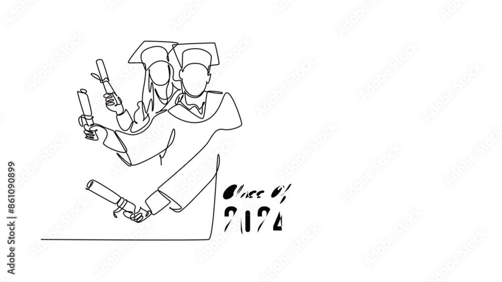 International Cat day concept. Single line draw design. Full length animation illustration. High quality 4k footage International Cat day concept. Single line draw design. Full length animation illustration. High quality 4k footage