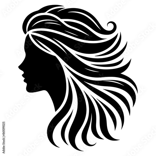 Girl head with hair silhouette  vector style