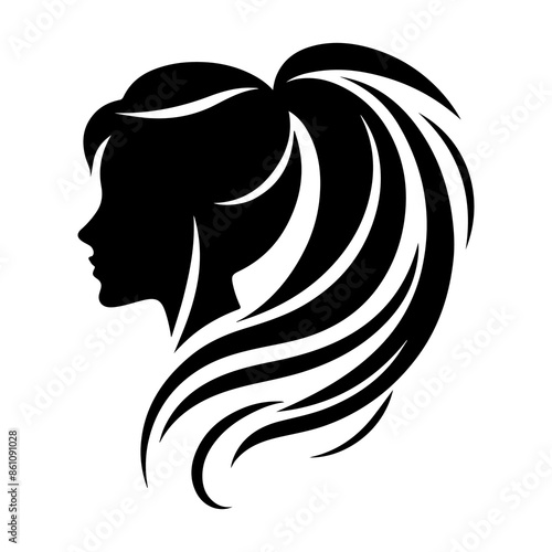 Girl head with hair silhouette  vector style