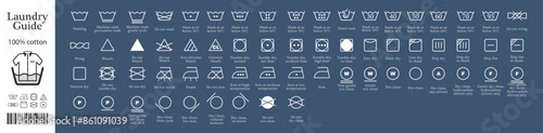 Washing symbols set. Laundry icons. Hand and machine wash symbols