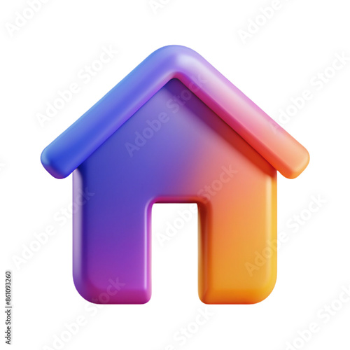 3D house icon, 3D house symbol, colorful 3D house photo