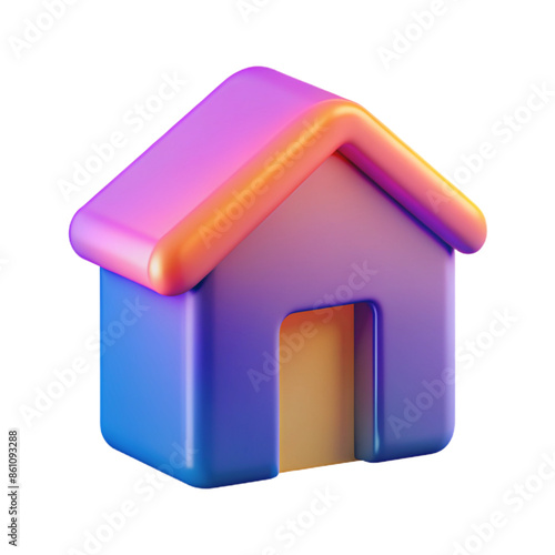 3D house icon, 3D house symbol, colorful 3D house photo