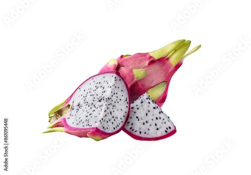 Dragon fruit isolated on transparent background. Pitaya fruit for design. photo