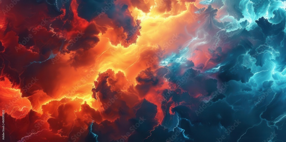 Fototapeta premium Electric Storm. Dramatic thundering background concept