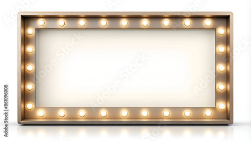 Retro light box frame border with 16:9 aspect ratio,  for web, presentation, thumbnail, cut out,png isolated on transparent background. © Alon