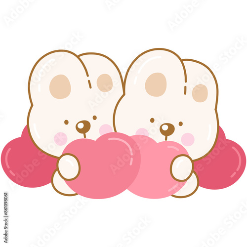Cute rabbit with hearts 