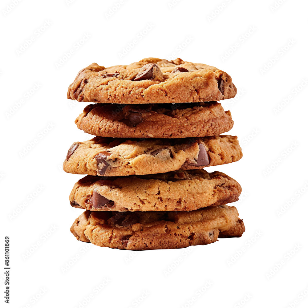 Chocolate chips cookies isolated on transparent background Generative AI Chocolate chips cookies isolated on transparent background Generative AI
