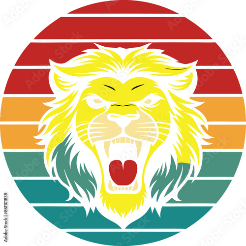 lion head vector  illustration for T-shirt design photo