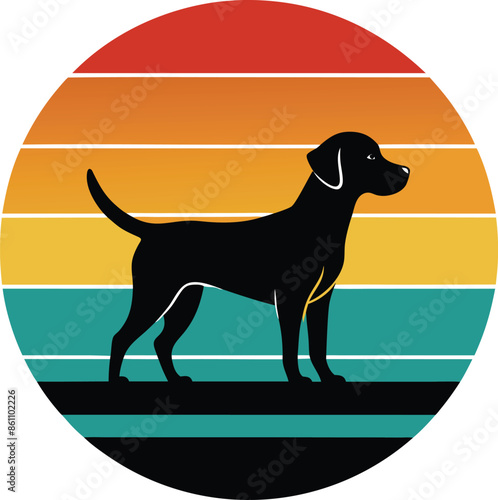 Detailed Vector Art Illustration of a Tropical Island with Dog