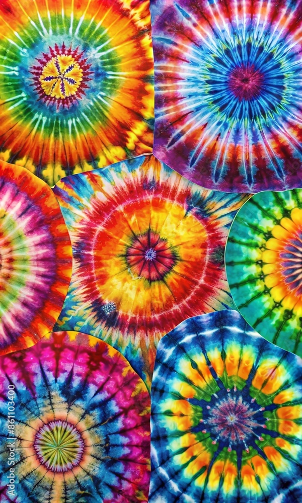 Vibrant Rainbow Spiral Tie-Dye Design for Backgrounds and Textures Vibrant Rainbow Spiral Tie-Dye Design for Backgrounds and Textures