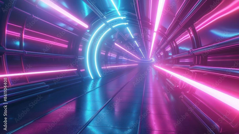 Speed tunnel in neon abstract flight warp Speed tunnel in neon abstract flight warp