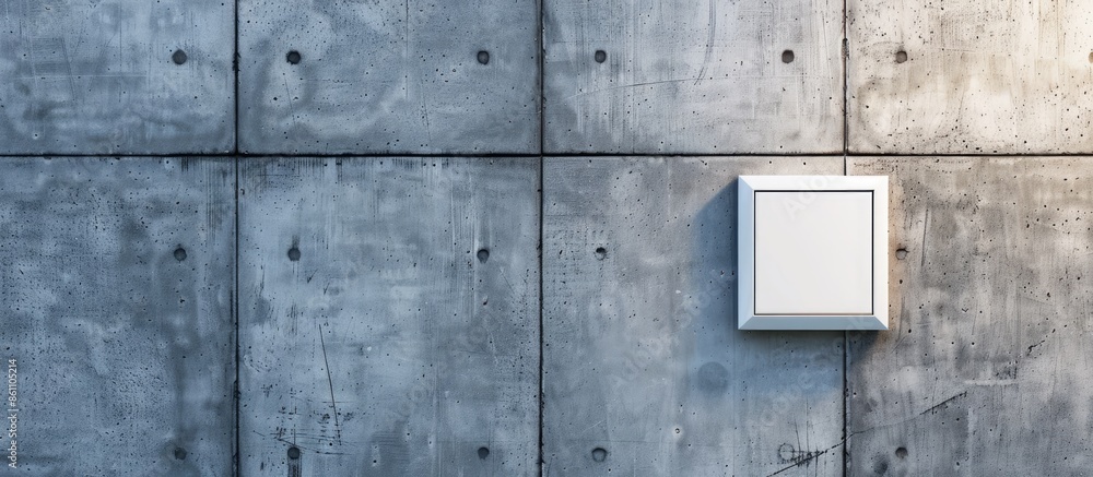 White light switch on grey concrete wall loft style. Copy space image. Place for adding text and design White light switch on grey concrete wall loft style. Copy space image. Place for adding text and design