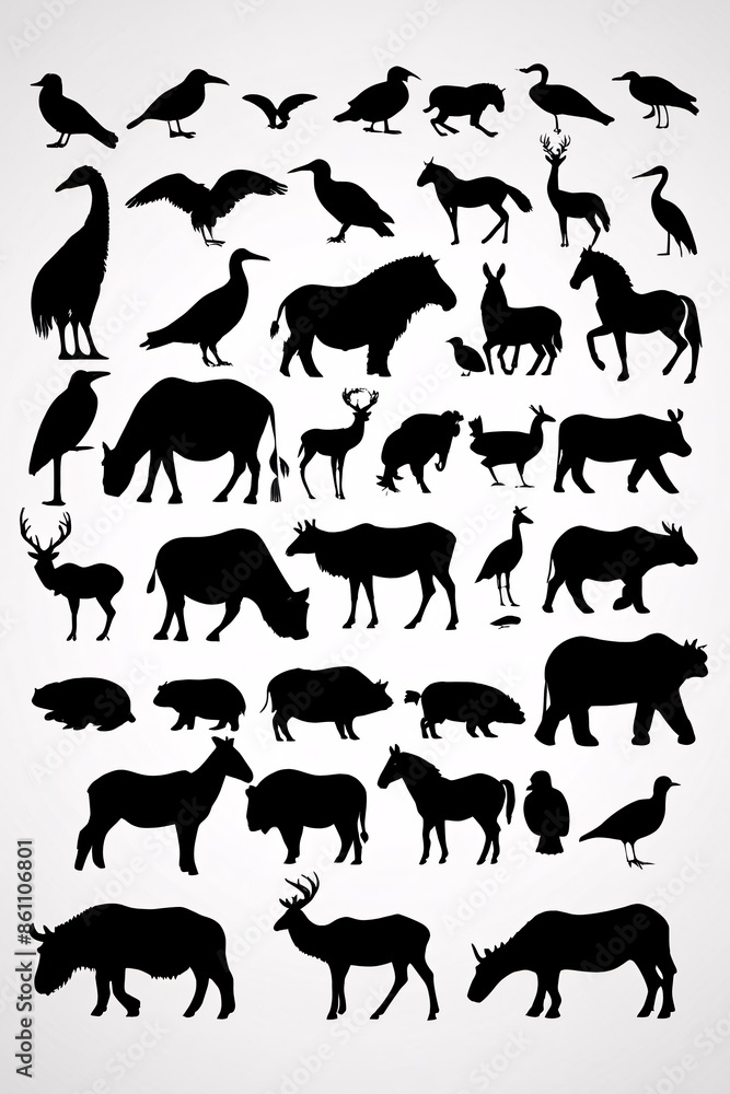 Fototapeta premium Basic Animal Silhouettes