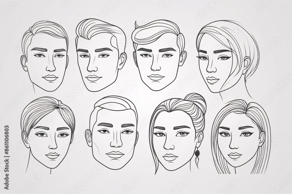 Simple Line Art Faces