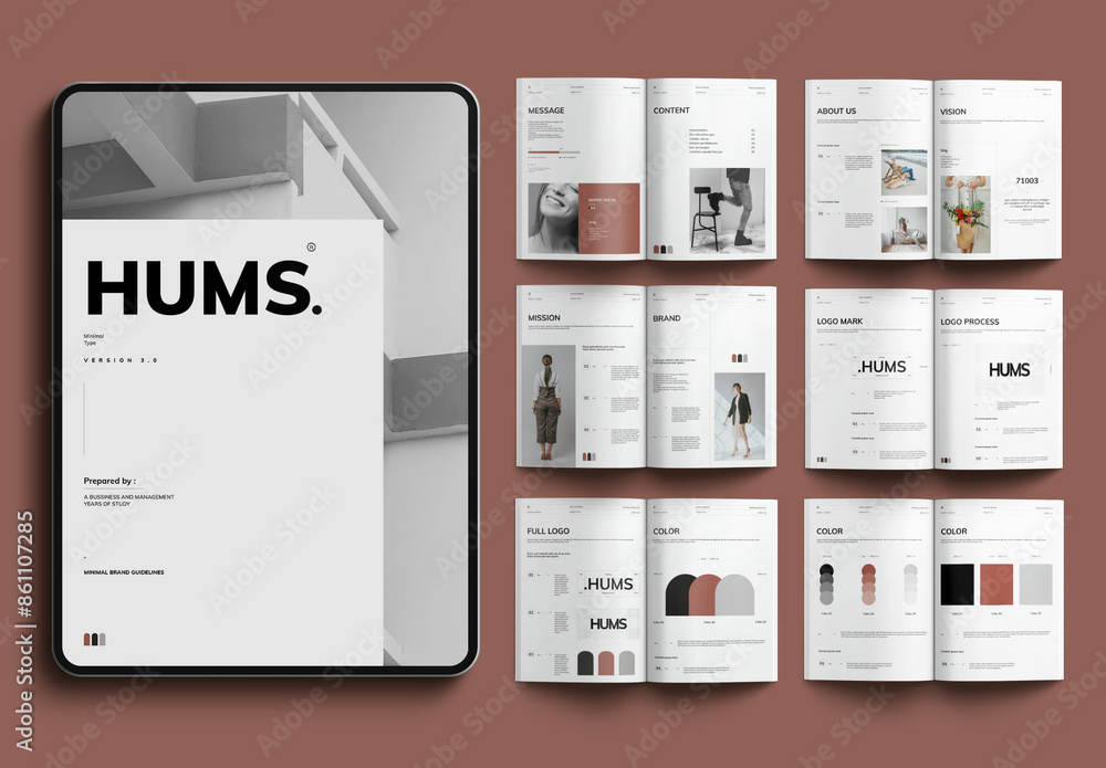 Hums Brand Guidelines Layout Stock Template | Adobe Stock