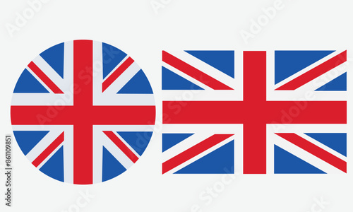 UK flag button round circle png isolated on transparent background. High resolution vector illustration