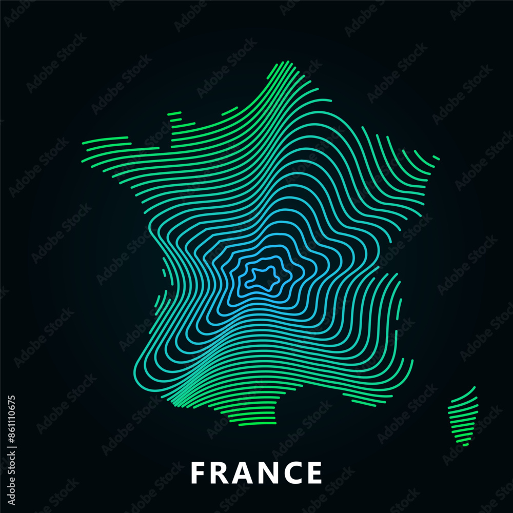 Creative Stylized vector map of France with lines. Simple France map abstract vector illustration isolated on dark background - EPS Creative Stylized vector map of France with lines. Simple France map abstract vector illustration isolated on dark background - EPS
