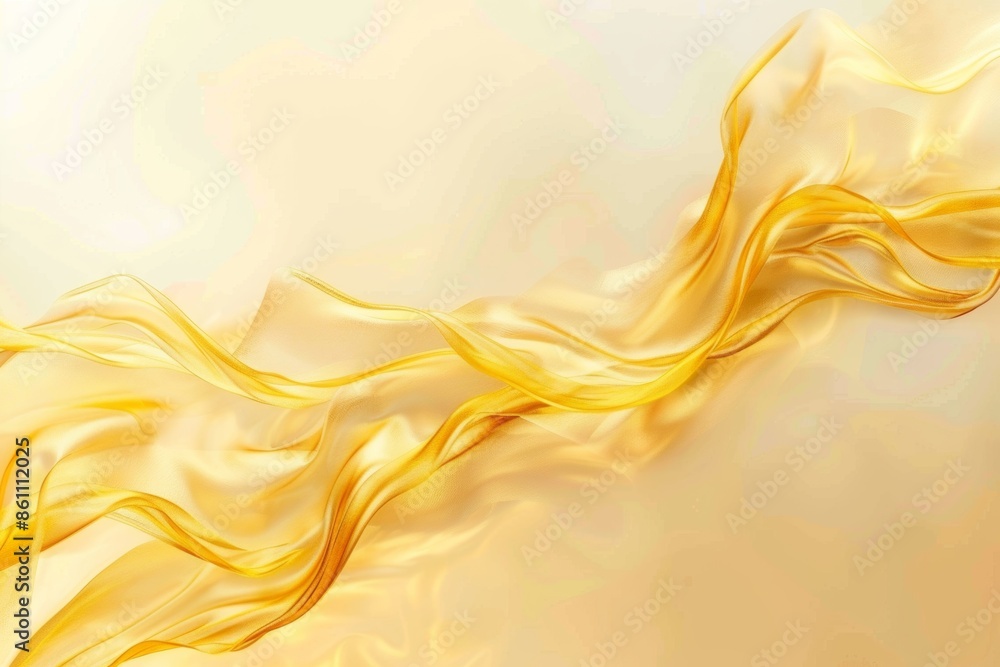 Elegant flowing golden fabric on a soft background