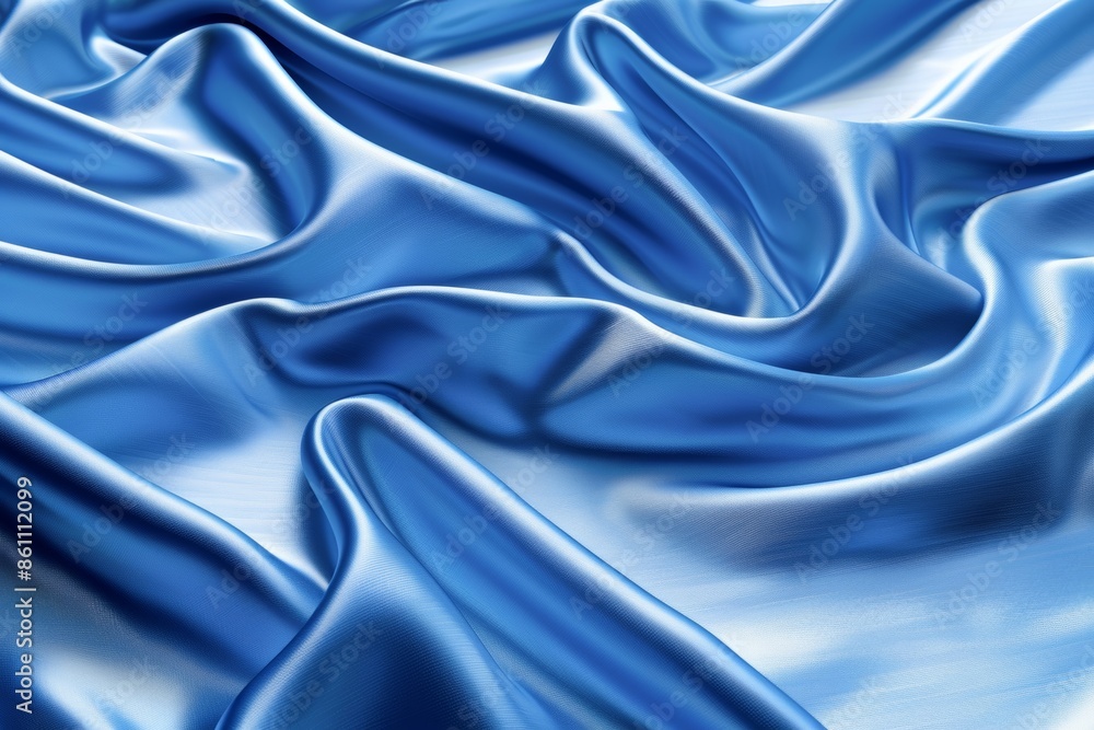 Obraz premium Luxurious blue satin fabric texture with elegant waves