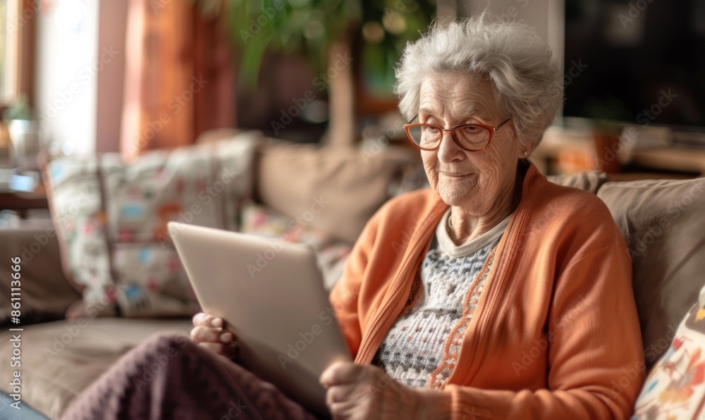 An elderly person enjoys using a laptop or tablet at home, reflecting active senior lifestyle and technology adoption An elderly person enjoys using a laptop or tablet at home, reflecting active senior lifestyle and technology adoption