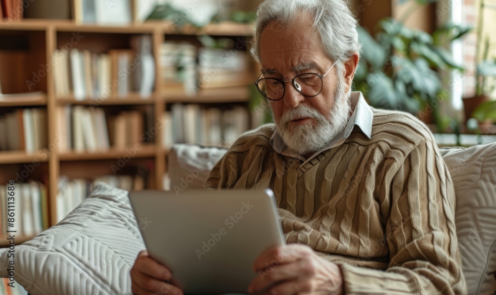 An elderly person enjoys using a laptop or tablet at home, reflecting active senior lifestyle and technology adoption An elderly person enjoys using a laptop or tablet at home, reflecting active senior lifestyle and technology adoption