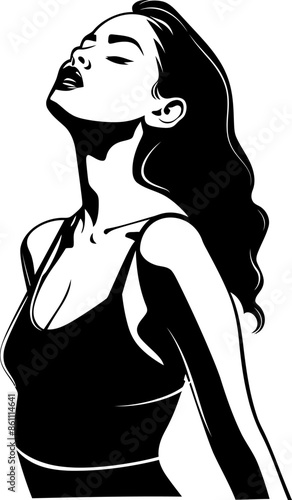 Sexy woman silhouette in black color. Vector template design.