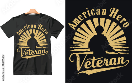 American Hero Veteran t shirt design vector.